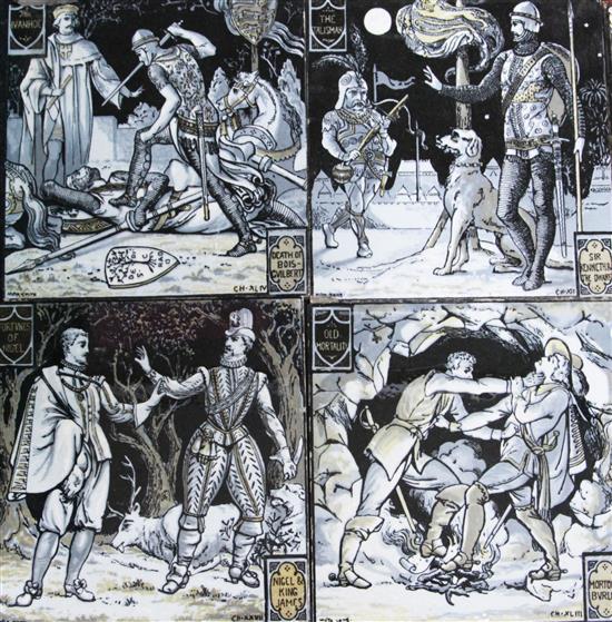 John Moyr-Smith. Eleven Mintons dust pressed tiles, all 6in. sq.